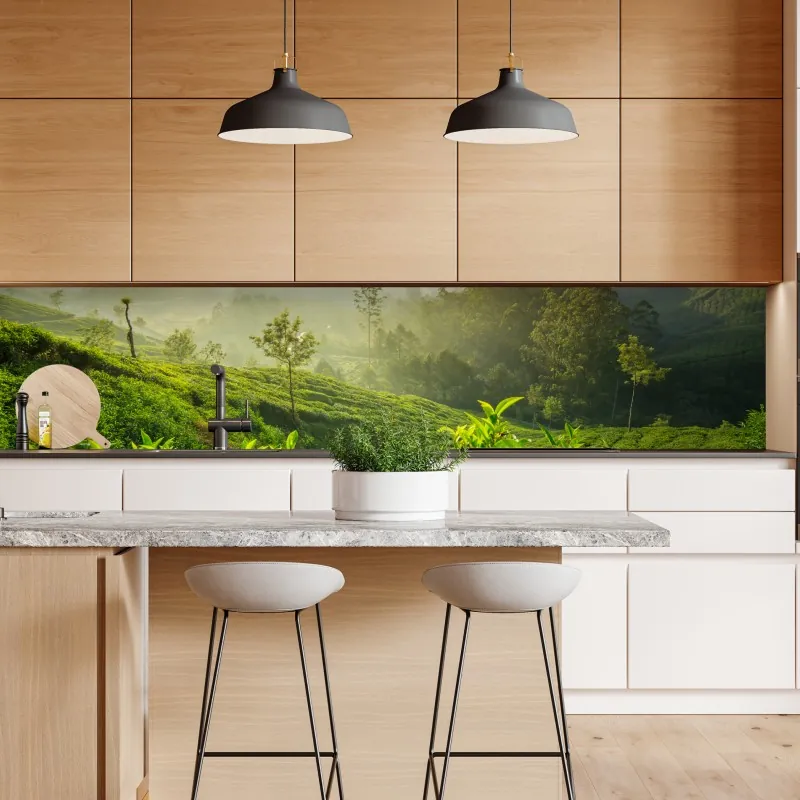 Naklejka repozycjonowalna wschód słońca nad plantacjami herbaty w Munnar – Wallissimo® Naklejka repozycjonowalna wschód słońca nad plantacjami herbaty w Munnar – Wallissimo®