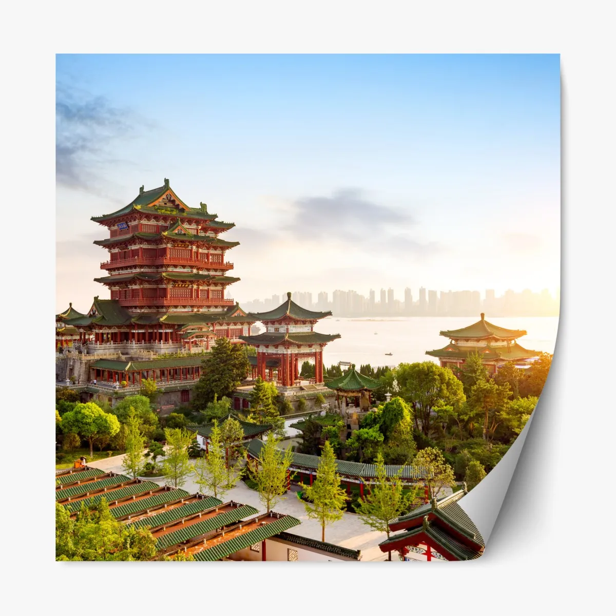 Naklejka repozycjonowalna Pawilon Tengwang o wschodzie słońca – Wallissimo® Naklejka repozycjonowalna Pawilon Tengwang o wschodzie słońca – Wallissimo®