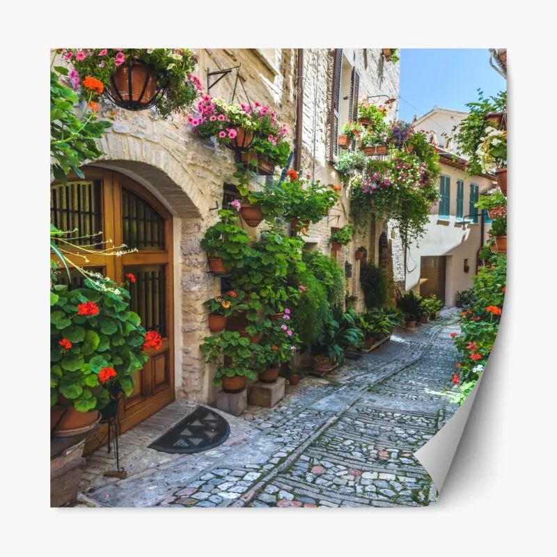 Naklejka repozycjonowalna vintage koralowy wzór kwiatowy na ciemnozielonym tle – Wallissimo®