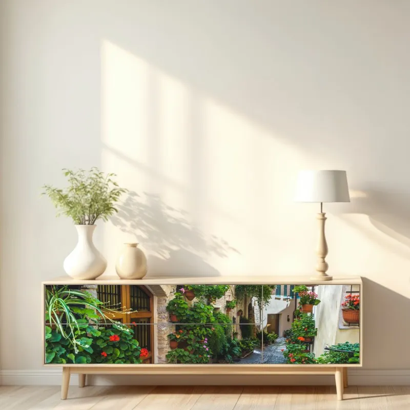 Naklejka repozycjonowalna vintage koralowy wzór kwiatowy na ciemnozielonym tle – Wallissimo®