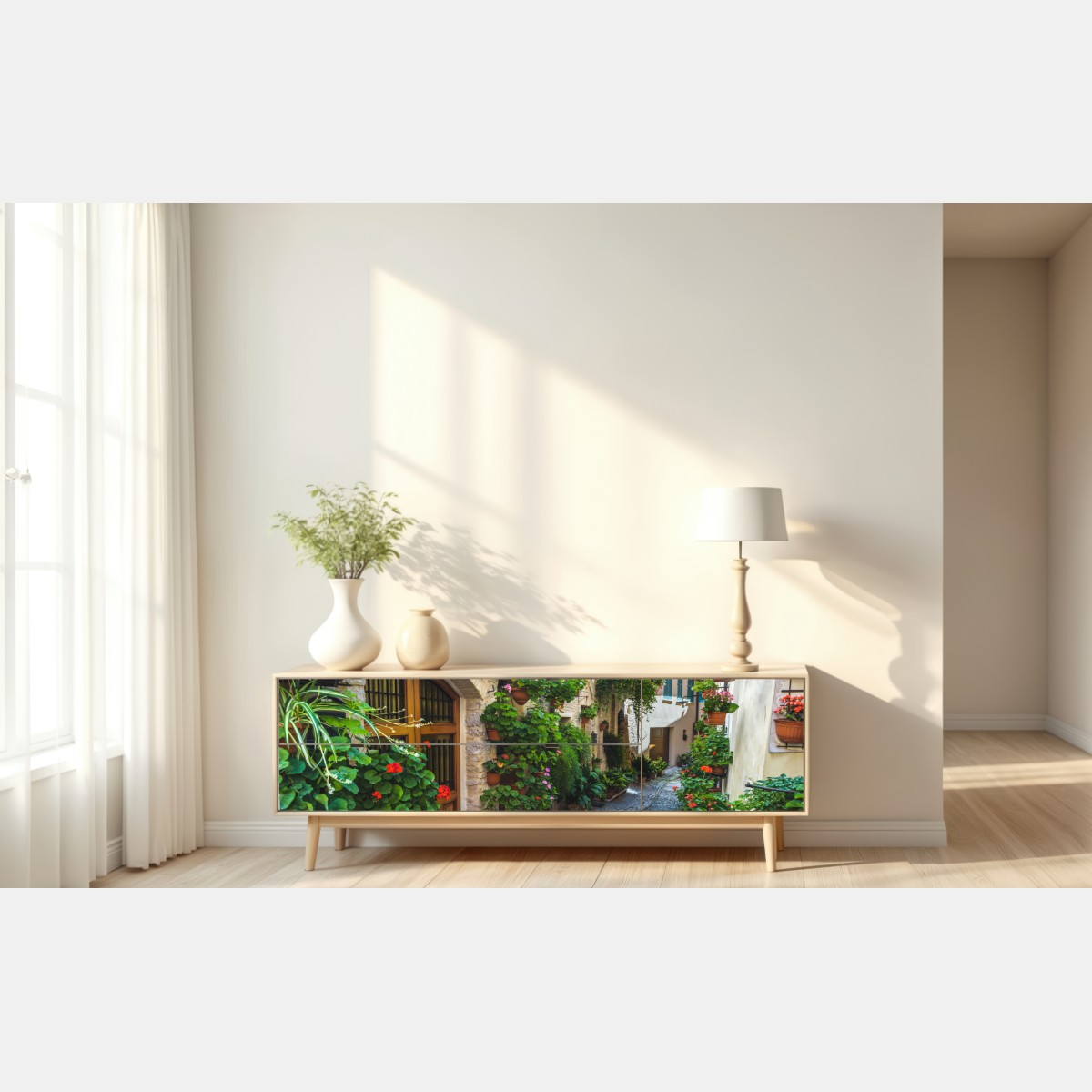 Naklejka repozycjonowalna uroczy zaułek w Spello, Włochy – Wallissimo® Naklejka repozycjonowalna uroczy zaułek w Spello, Włochy – Wallissimo®