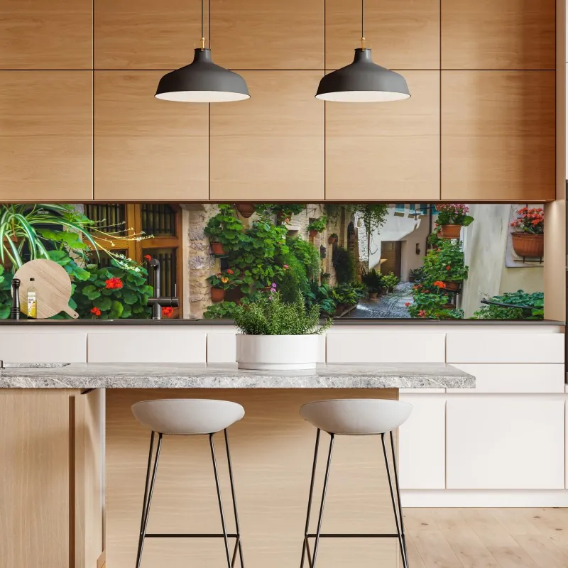 Naklejka repozycjonowalna uroczy zaułek w Spello, Włochy – Wallissimo® Naklejka repozycjonowalna uroczy zaułek w Spello, Włochy – Wallissimo®