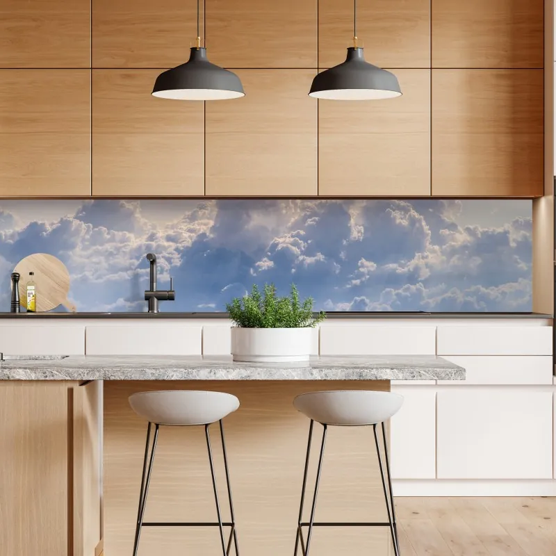 Naklejka repozycjonowalna delikatne chmury nad błękitnym niebem – Wallissimo® Naklejka repozycjonowalna delikatne chmury nad błękitnym niebem – Wallissimo®