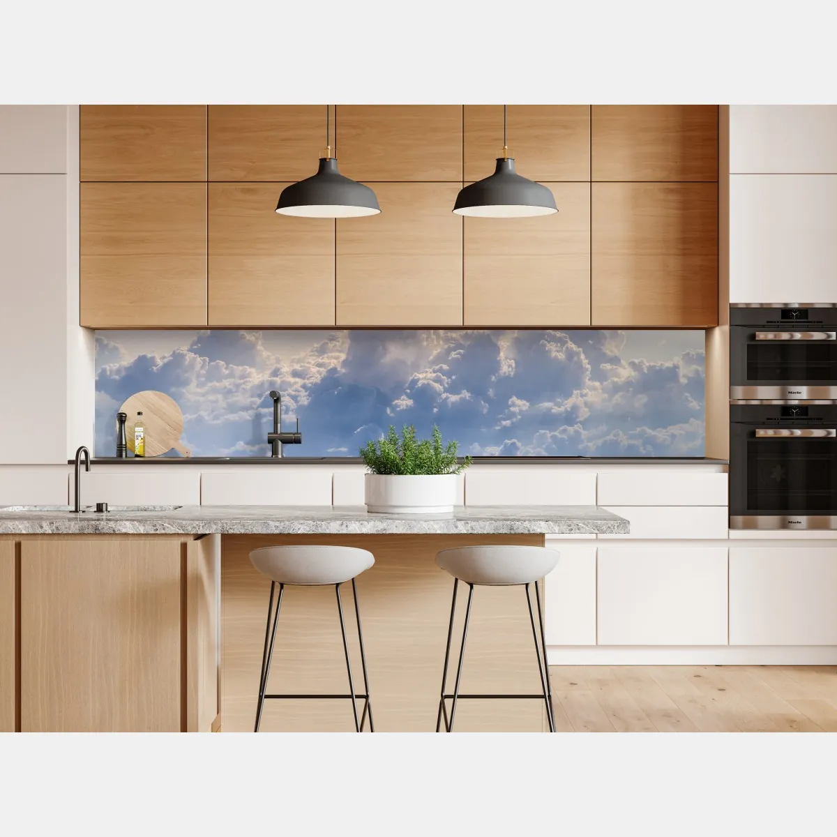 Naklejka repozycjonowalna delikatne chmury nad błękitnym niebem – Wallissimo® Naklejka repozycjonowalna delikatne chmury nad błękitnym niebem – Wallissimo®