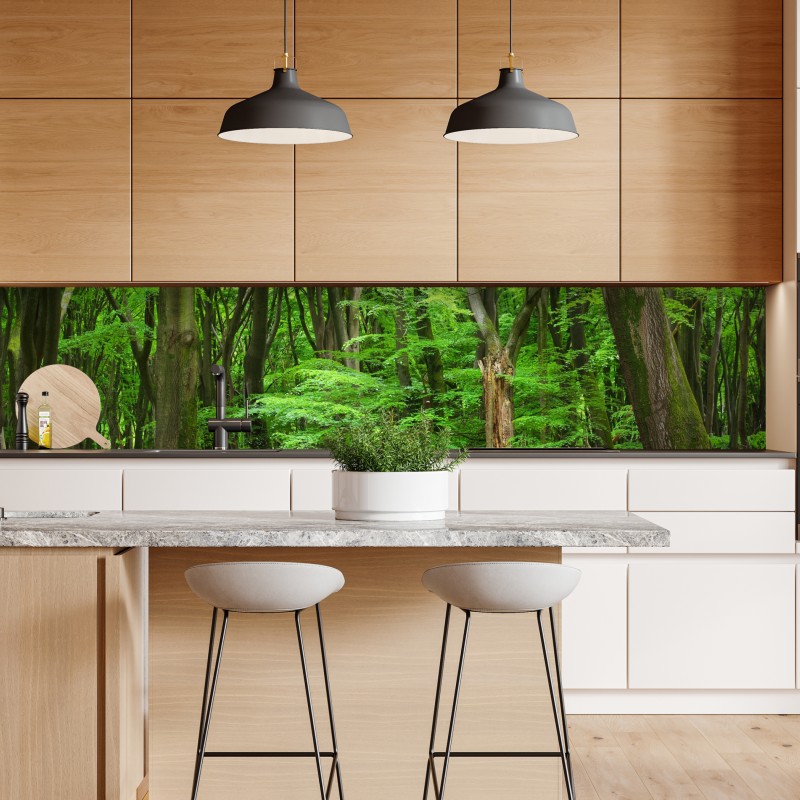 Naklejka repozycjonowalna spokojna zielona korona lasu – Wallissimo® Naklejka repozycjonowalna spokojna zielona korona lasu – Wallissimo®