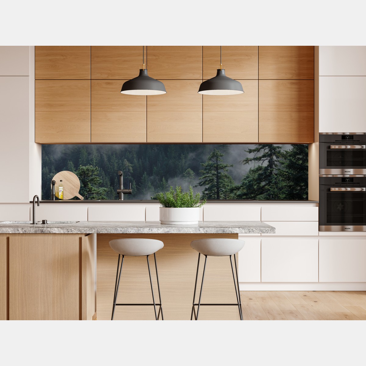 Naklejka repozycjonowalna mglisty widok lasu z Larch Mount, Oregon – Wallissimo® Naklejka repozycjonowalna mglisty widok lasu z Larch Mount, Oregon – Wallissimo®