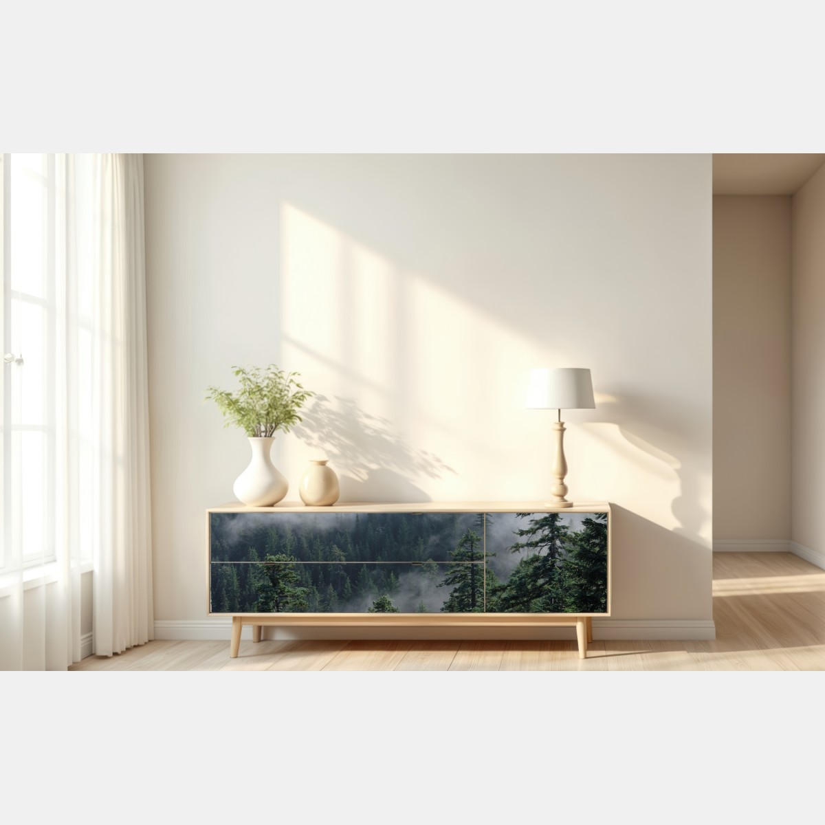 Naklejka repozycjonowalna mglisty widok lasu z Larch Mount, Oregon – Wallissimo® Naklejka repozycjonowalna mglisty widok lasu z Larch Mount, Oregon – Wallissimo®