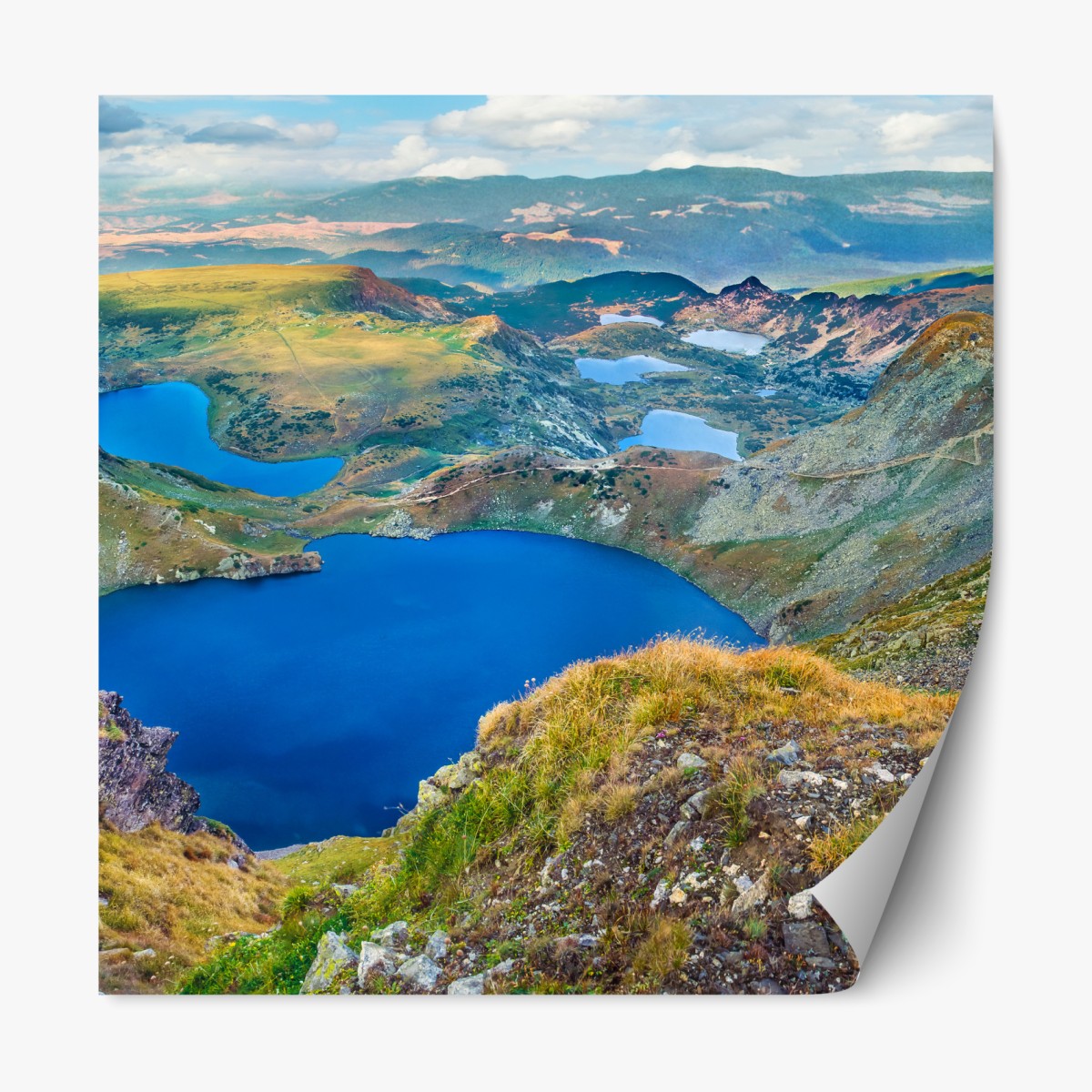 Repositionable sticker alpine blue lakes panorama
