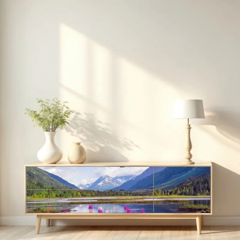 Naklejka repozycjonowalna tropikalny wzór z tukanem i kwiatami – Wallissimo®