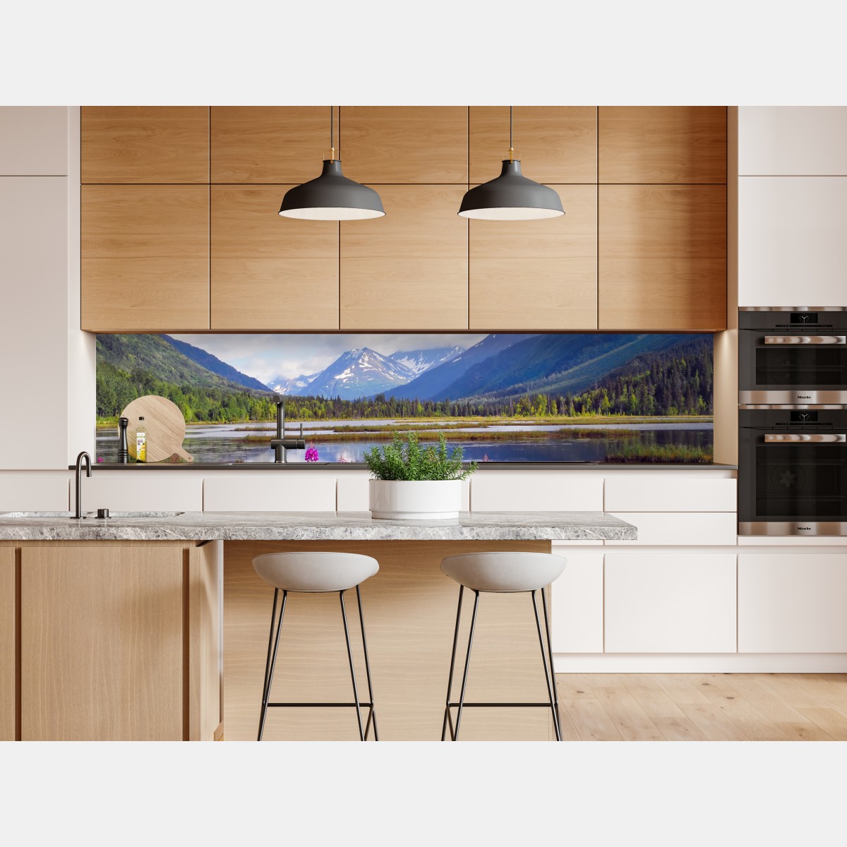 Naklejka repozycjonowalna Tern Lake odbicia, krajobraz górski z Alaski – Wallissimo® Naklejka repozycjonowalna Tern Lake odbicia, krajobraz górski z Alaski – Wallissimo®