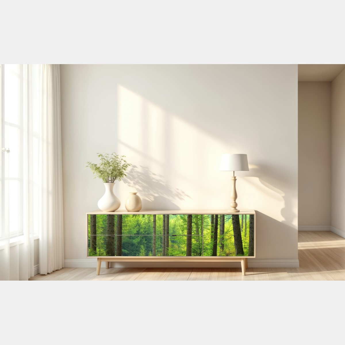 Naklejka repozycjonowalna słoneczna ścieżka leśna – Wallissimo® Naklejka repozycjonowalna słoneczna ścieżka leśna – Wallissimo®