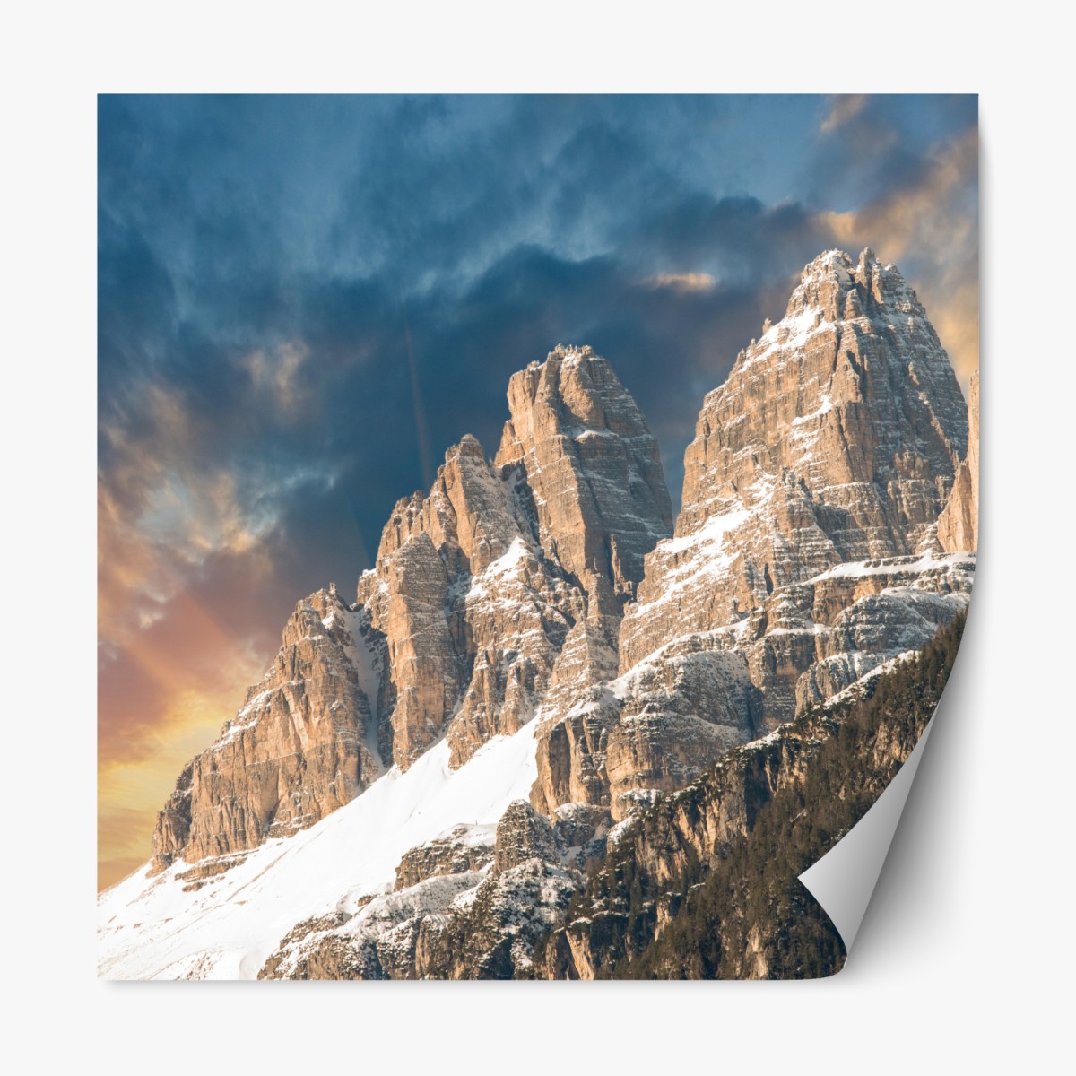Repositionable sticker dramatic sunset over the Dolomites peaks