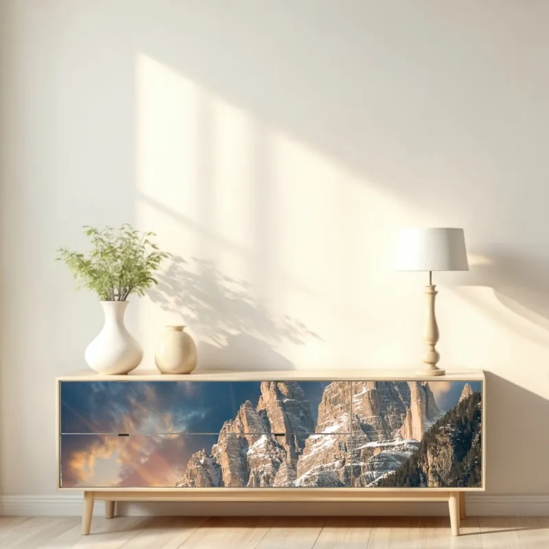 Naklejka repozycjonowalna dramatyczny zachód słońca nad Dolomitami – Wallissimo® Naklejka repozycjonowalna dramatyczny zachód słońca nad Dolomitami – Wallissimo®