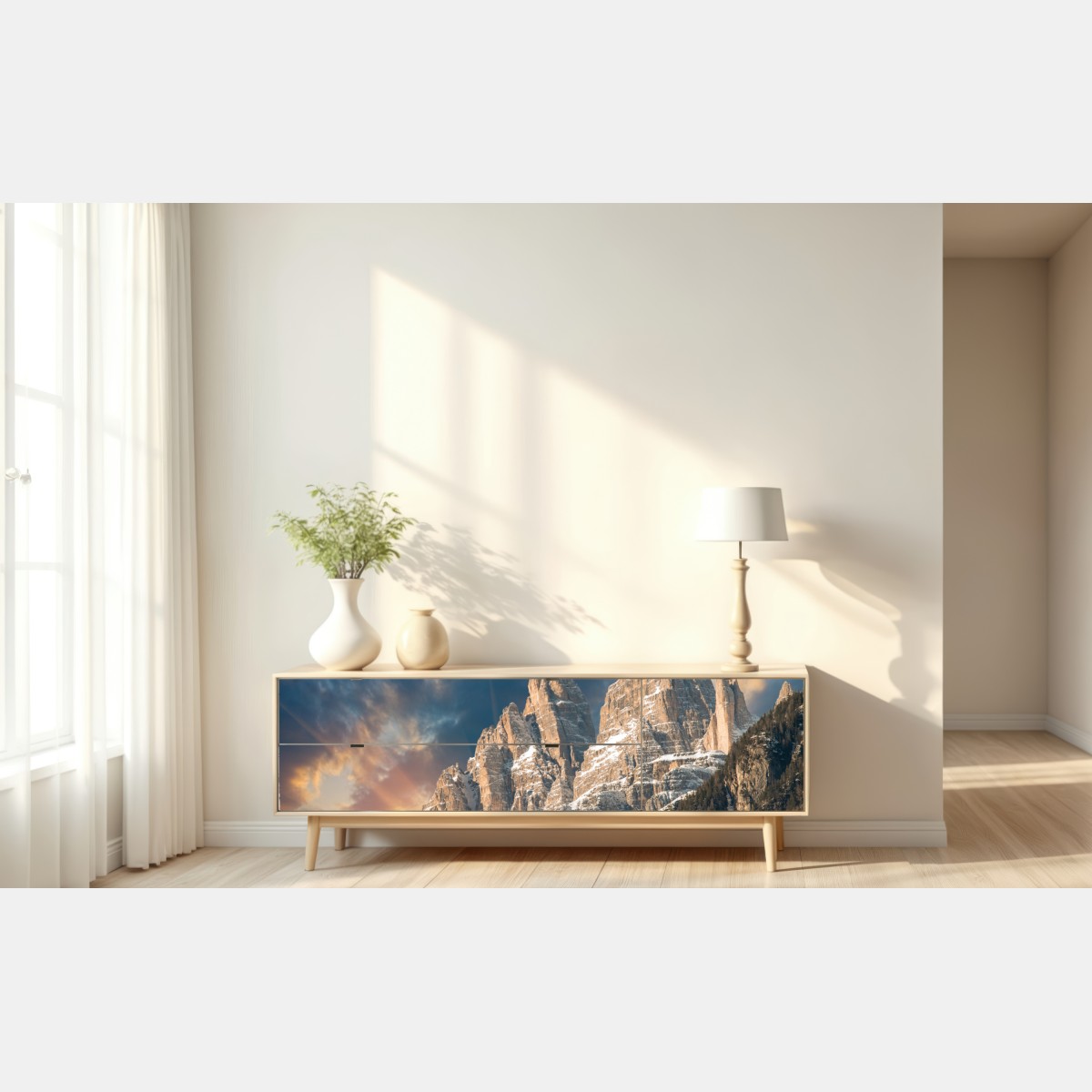 Naklejka repozycjonowalna dramatyczny zachód słońca nad Dolomitami – Wallissimo® Naklejka repozycjonowalna dramatyczny zachód słońca nad Dolomitami – Wallissimo®