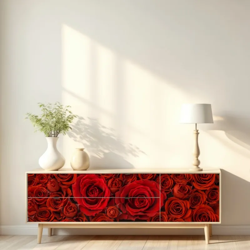 Naklejka repozycjonowalna vintage koralowy wzór kwiatowy na ciemnozielonym tle – Wallissimo®