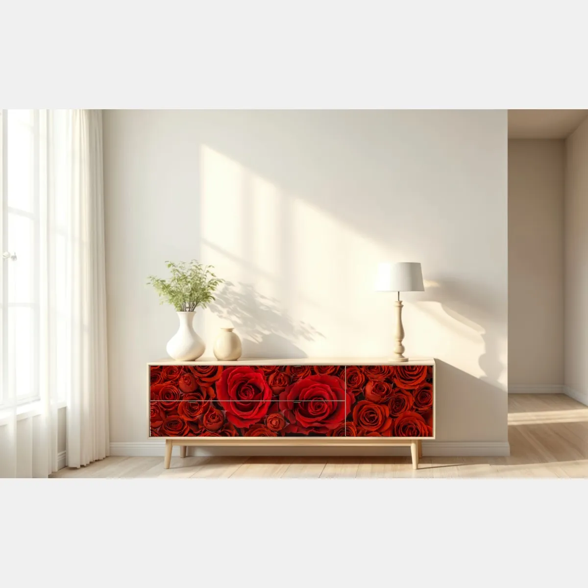 Naklejka repozycjonowalna bukiet czerwonych róż w zbliżeniu – Wallissimo® Naklejka repozycjonowalna bukiet czerwonych róż w zbliżeniu – Wallissimo®