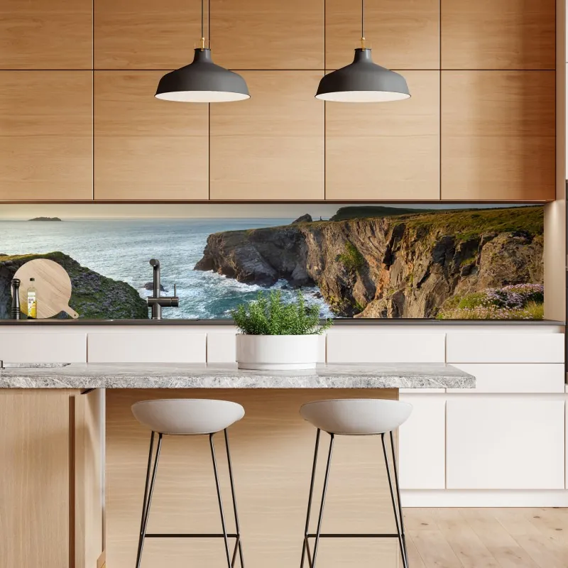 Naklejka repozycjonowalna klify wybrzeża o złotej godzinie – Wallissimo® Naklejka repozycjonowalna klify wybrzeża o złotej godzinie – Wallissimo®