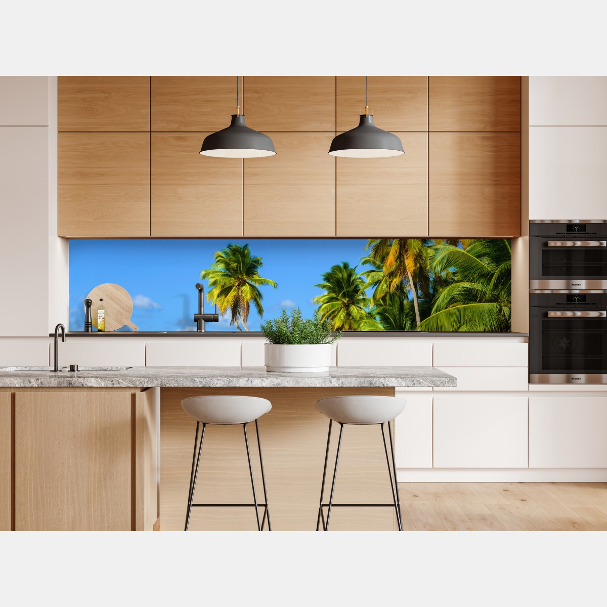 Naklejka repozycjonowalna tropikalna plaża z palmami – Wallissimo® Naklejka repozycjonowalna tropikalna plaża z palmami – Wallissimo®