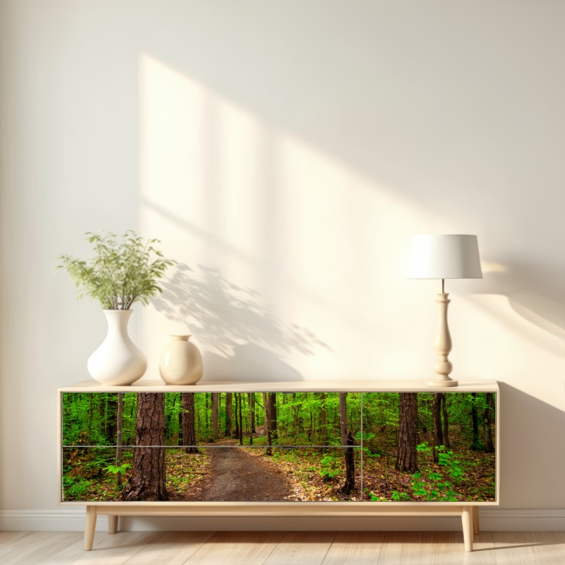 Naklejka repozycjonowalna spokojna zielona ścieżka leśna – Wallissimo® Naklejka repozycjonowalna spokojna zielona ścieżka leśna – Wallissimo®