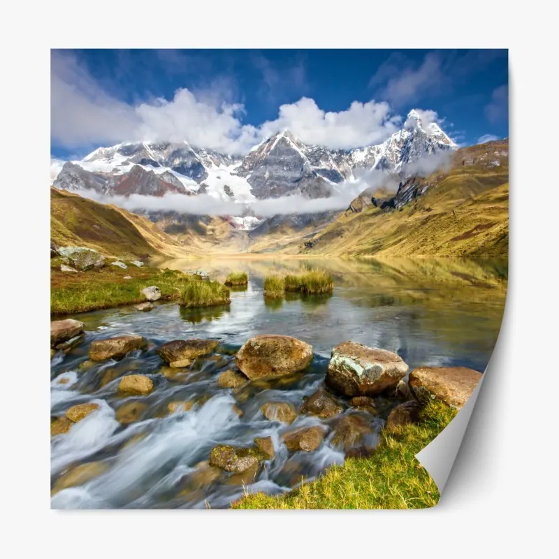 Naklejka repozycjonowalna złote jesienne wzgórza o zachodzie słońca – Wallissimo®