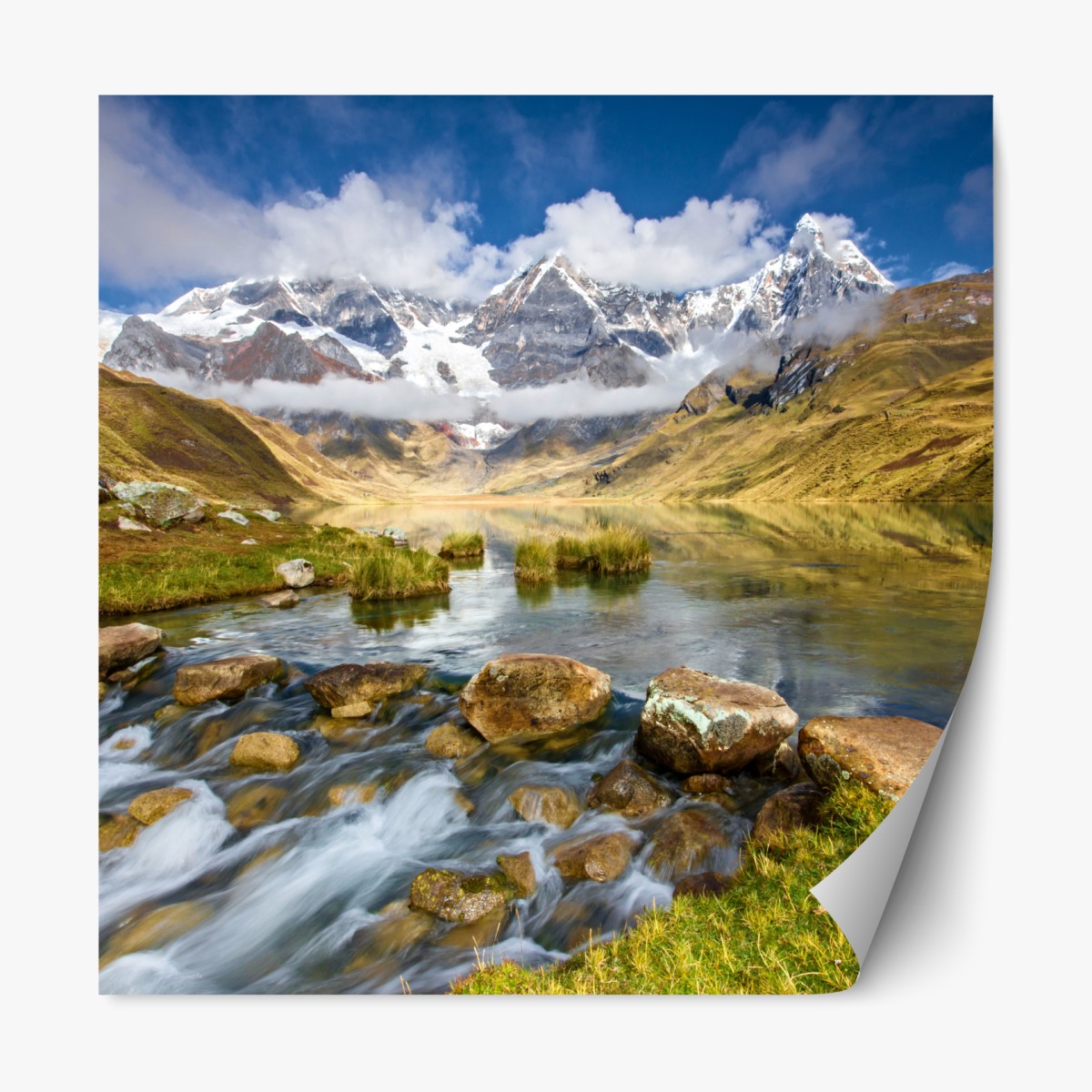 Repositionable sticker majestic alpine mountain lake