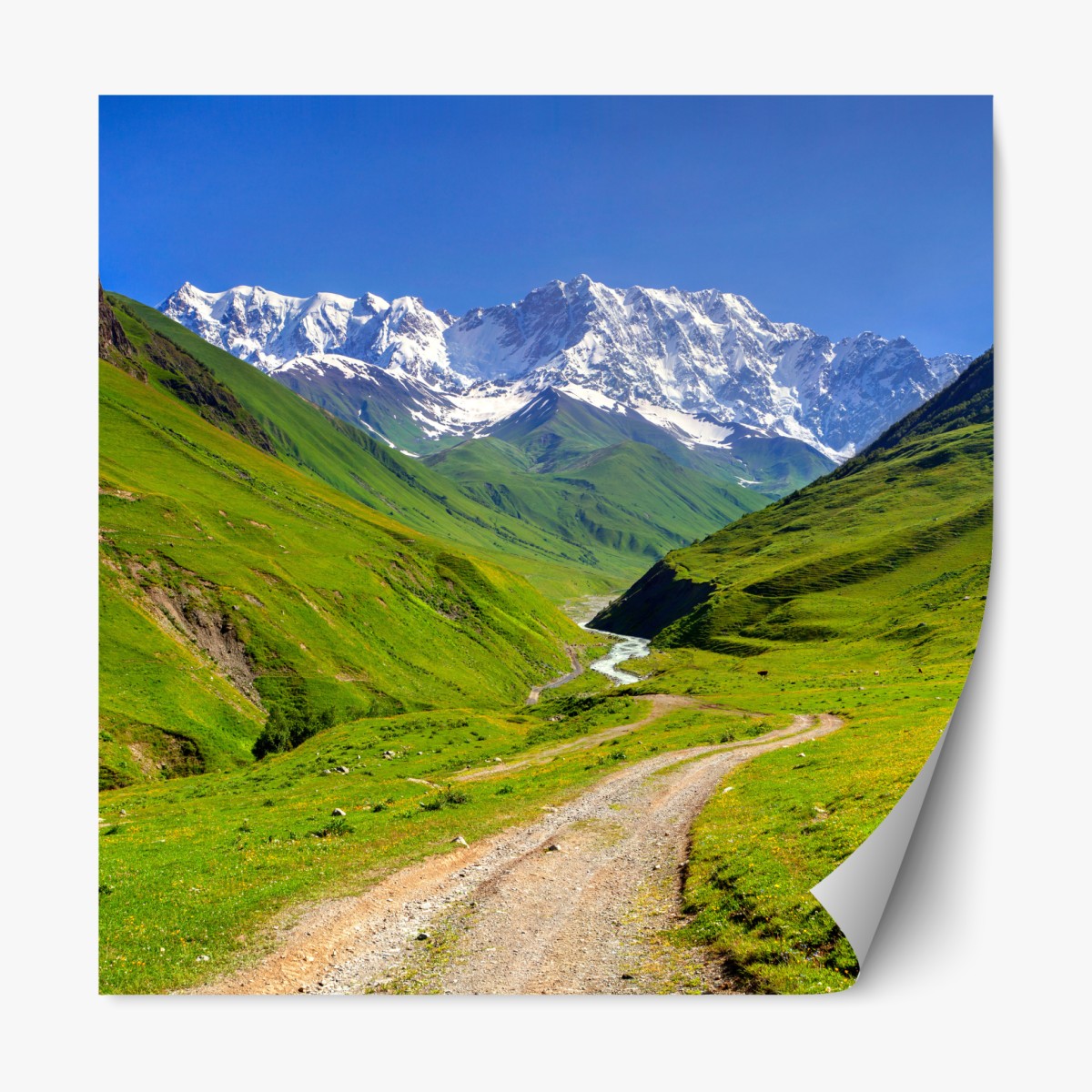 Repositionable sticker majestic view of Shkhara from Ushguli
