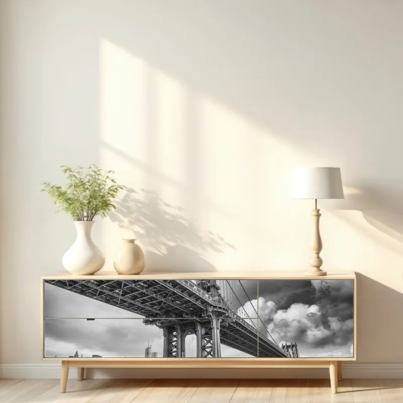 Naklejka repozycjonowalna granatowy motyw z złotymi konturami kwiatów – Wallissimo®