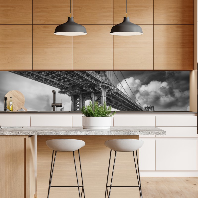 Naklejka repozycjonowalna widok z dołu na most Manhattan i panoramę Nowego Jorku – Wallissimo® Naklejka repozycjonowalna widok z dołu na most Manhattan i panoramę Nowego Jorku – Wallissimo®