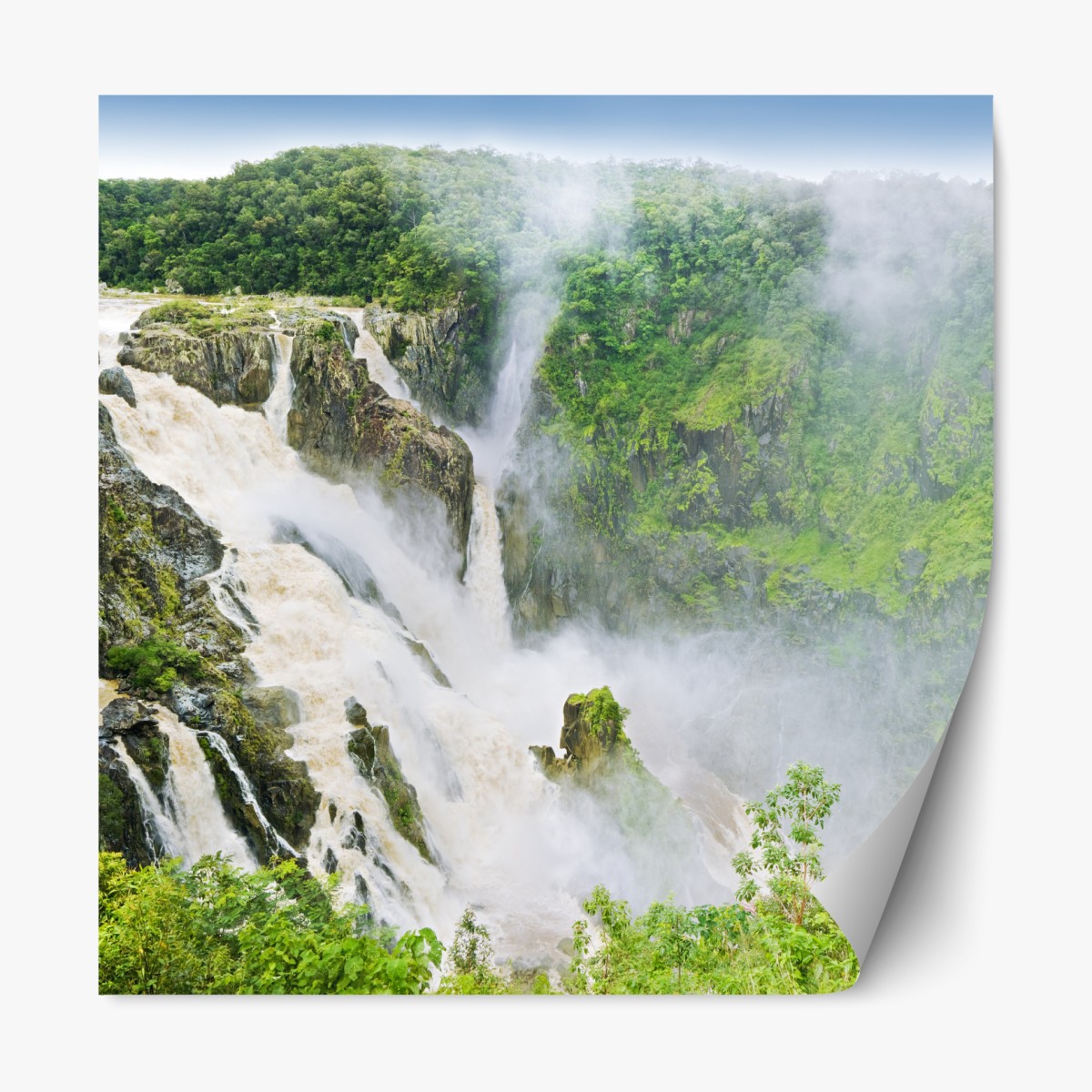 Repositionable sticker Barron Falls rainforest waterfall panorama