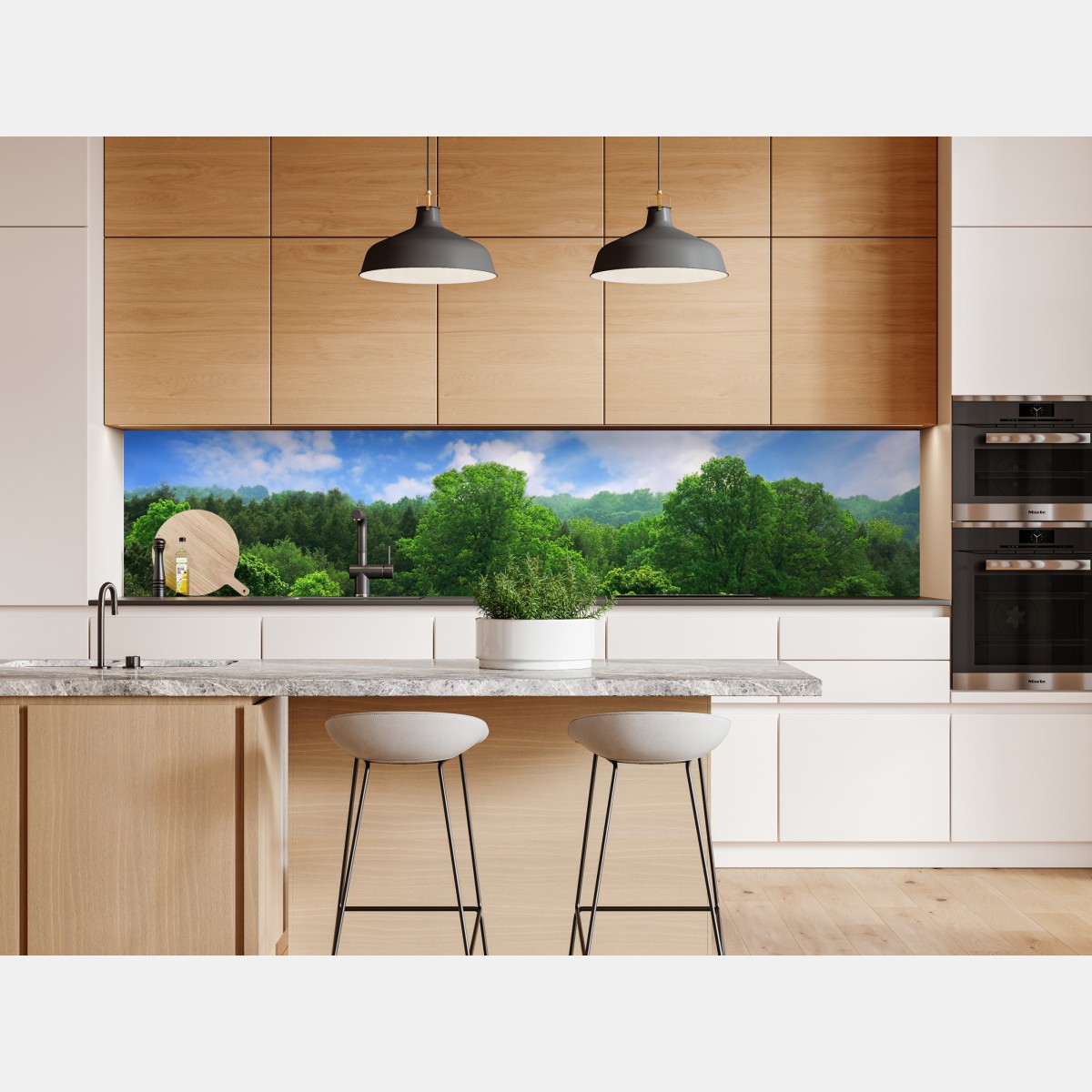 Naklejka repozycjonowalna letni zielony las pod niebieskim niebem – Wallissimo® Naklejka repozycjonowalna letni zielony las pod niebieskim niebem – Wallissimo®