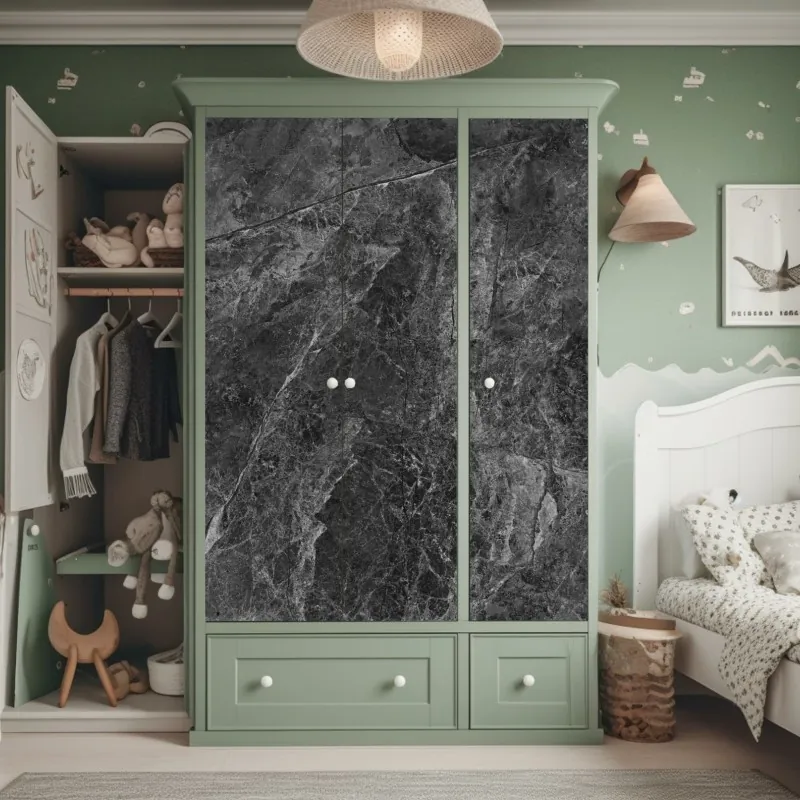 Naklejka na szafę elegancki szary wzór damasceński – Wallissimo®