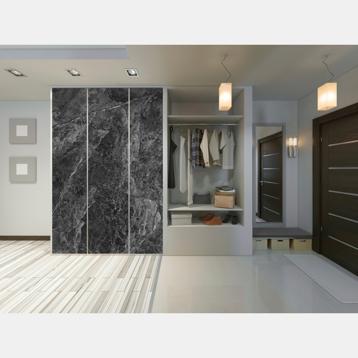 Naklejka na szafę ciemna faktura marmuru – Wallissimo® Naklejka na szafę ciemna faktura marmuru – Wallissimo®