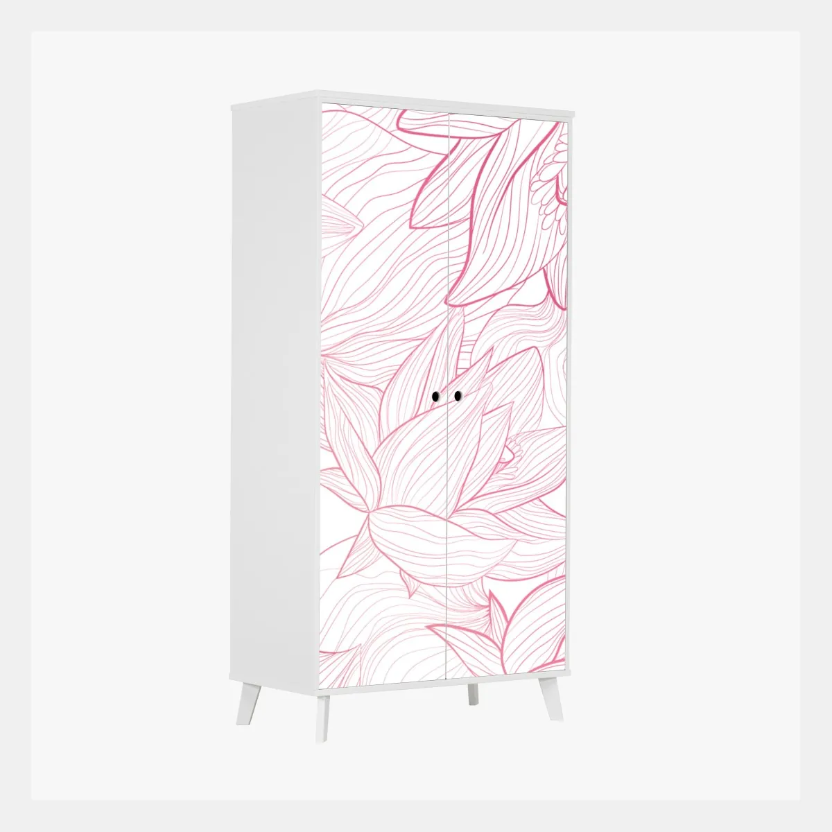 Naklejka na szafę delikatny różowy wzór kwiatowy – Wallissimo® Naklejka na szafę delikatny różowy wzór kwiatowy – Wallissimo®