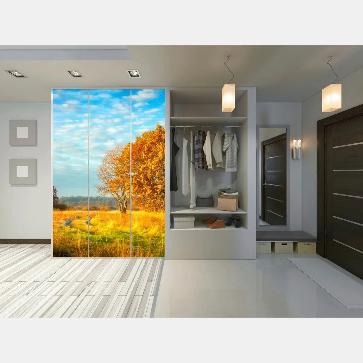 Naklejka na szafę złota jesienna łąka – Wallissimo® Naklejka na szafę złota jesienna łąka – Wallissimo®