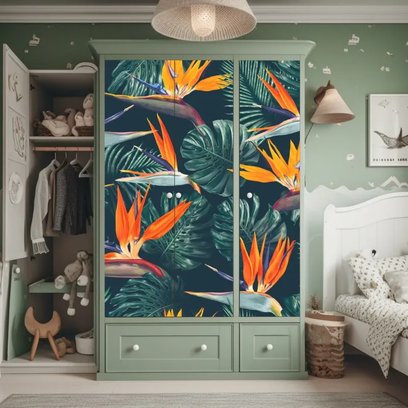 Naklejka na szafę minimalna niebieska wstęga geometryczna – Wallissimo®