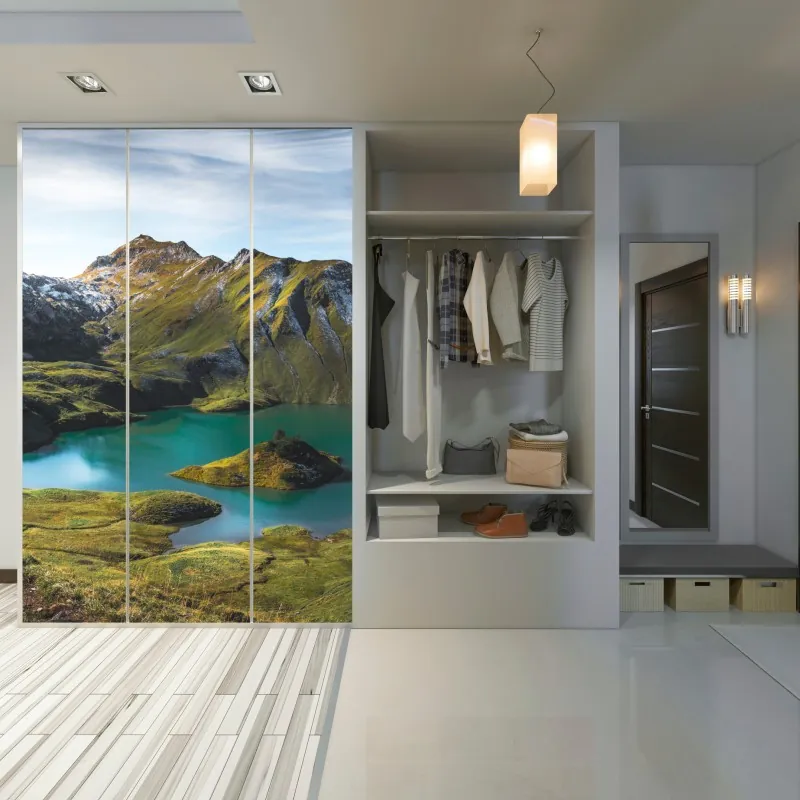 Naklejka na szafę elegancki szary wzór damasceński – Wallissimo®