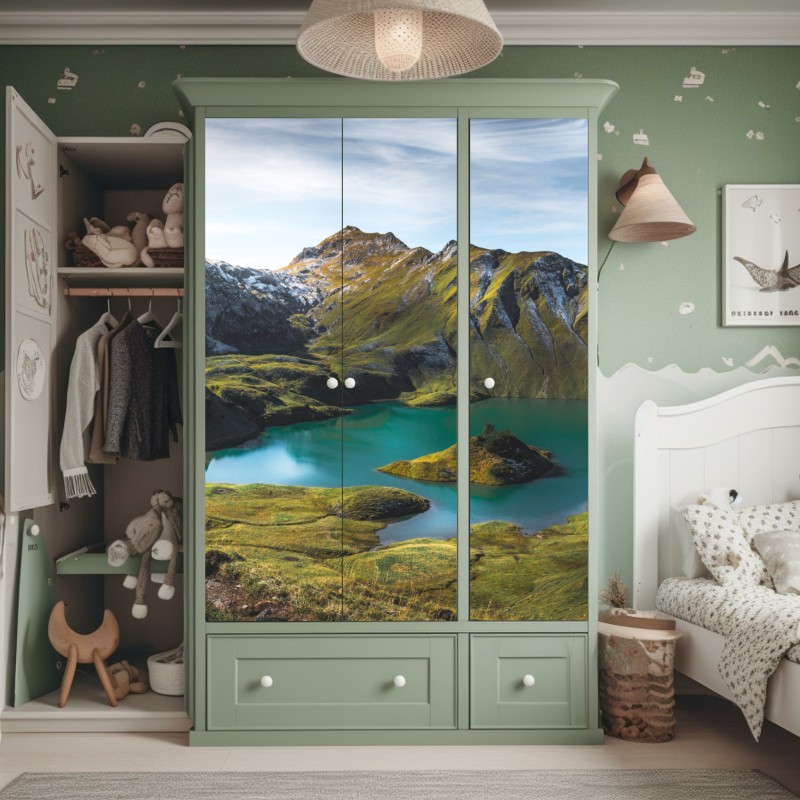 Naklejka na szafę turkusowe jezioro w Schrecksee, Bawaria – Wallissimo® Naklejka na szafę turkusowe jezioro w Schrecksee, Bawaria – Wallissimo®