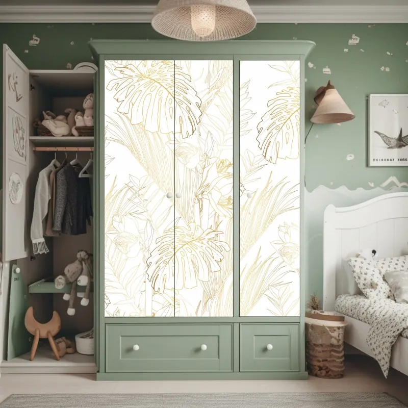 Naklejka na szafę beżowa tekstura marmuru z białymi żyłami – Wallissimo®