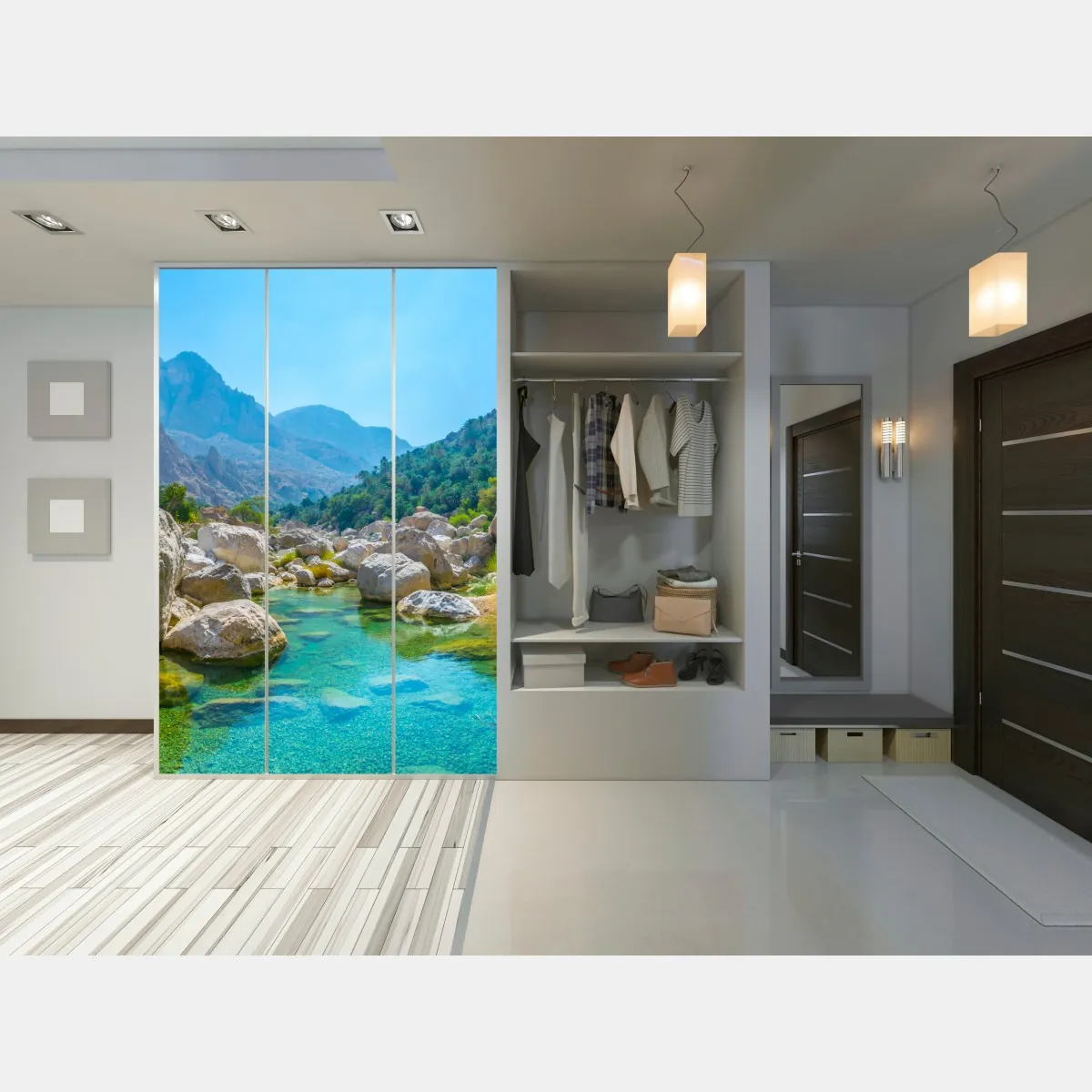 Naklejka na szafę turkusowa górska oaza – Wallissimo® Naklejka na szafę turkusowa górska oaza – Wallissimo®