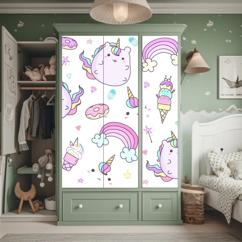 Naklejka na szafę tropikalny wzór z liśćmi monstery – Wallissimo®