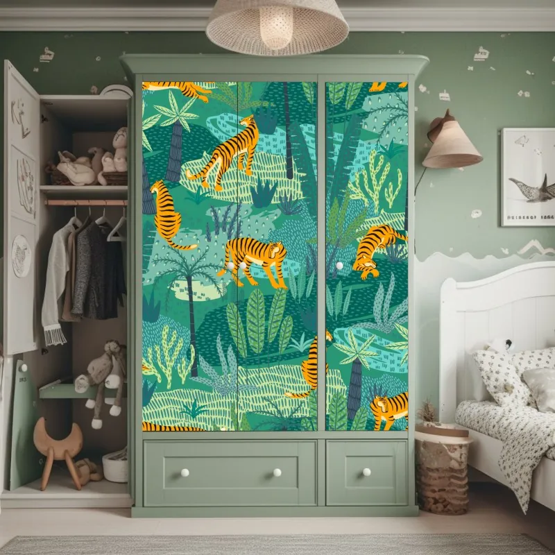 Naklejka na szafę żywa czerwona róża - zbliżenie – Wallissimo®