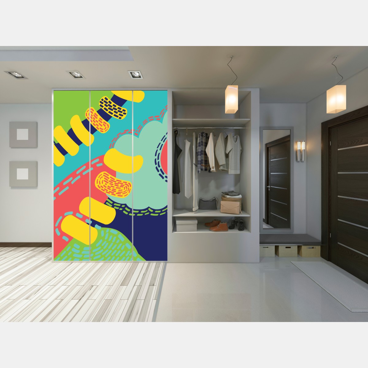 Naklejka na szafę żywy abstrakcyjny wzór – Wallissimo® Naklejka na szafę żywy abstrakcyjny wzór – Wallissimo®