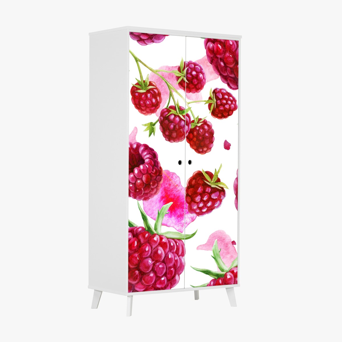 Wardrobe sticker watercolor raspberry pattern