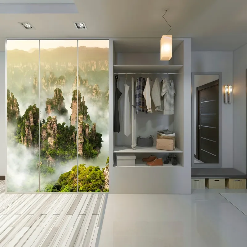 Naklejka na szafę spokojne drewniane molo o zachodzie słońca – Wallissimo®