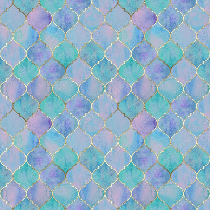 Naklejka na szafę pastelowy turkusowy wzór marokańskich płytek – Wallissimo® Naklejka na szafę pastelowy turkusowy wzór marokańskich płytek – Wallissimo®