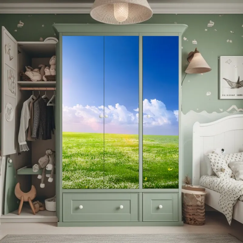 Naklejka na szafę delikatne białe storczyki na stonowanym tle – Wallissimo®