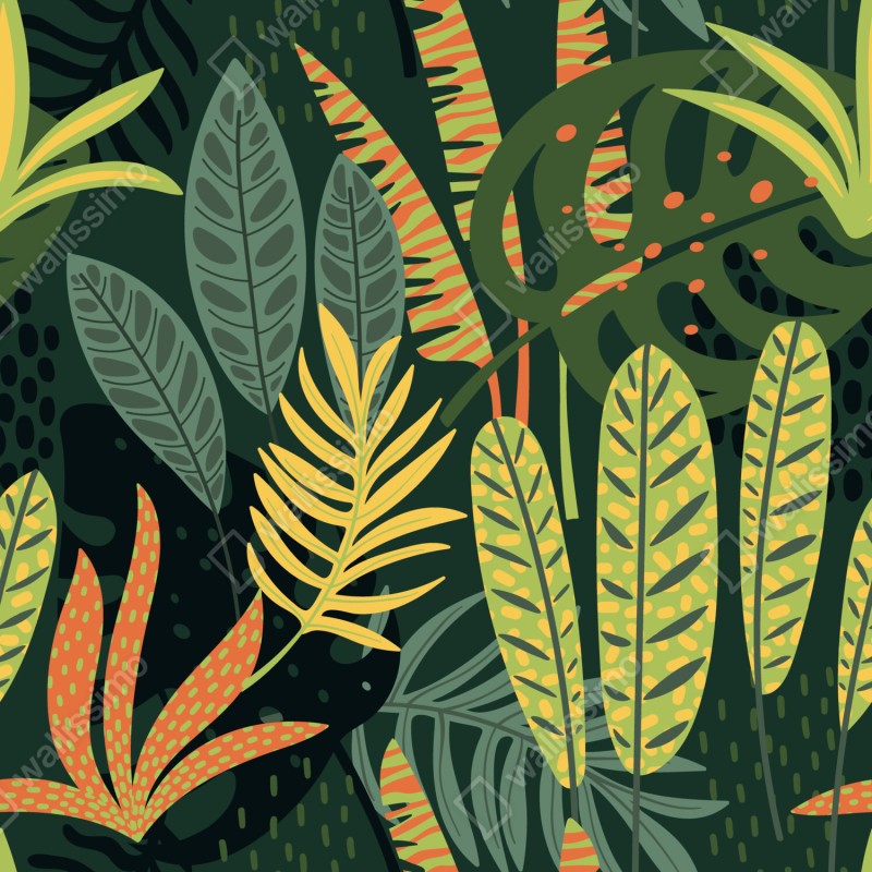 Naklejka na szafę tropikalna dżungla bujnych liści – Wallissimo® Naklejka na szafę tropikalna dżungla bujnych liści – Wallissimo®