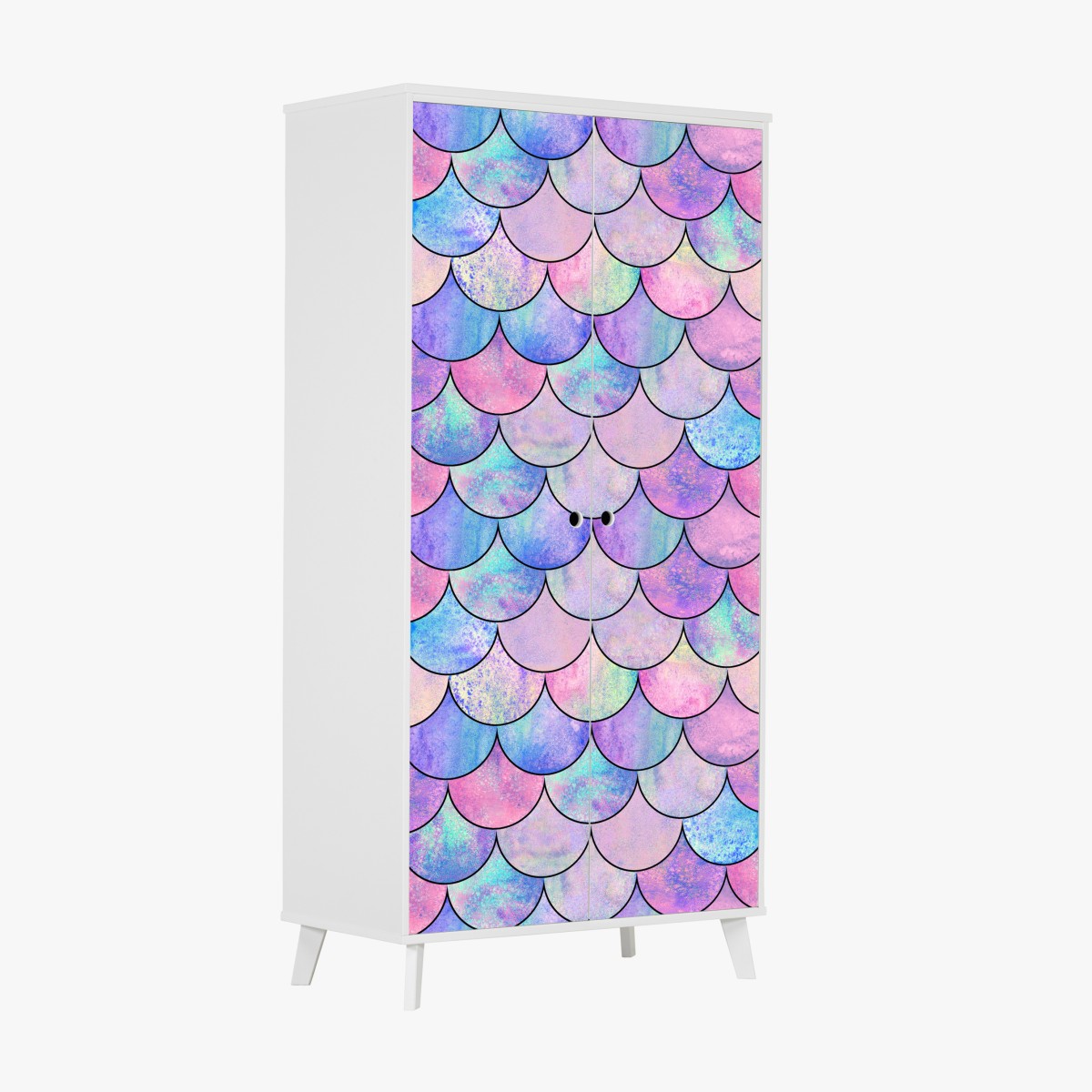 Wardrobe sticker pastel mermaid scales pattern