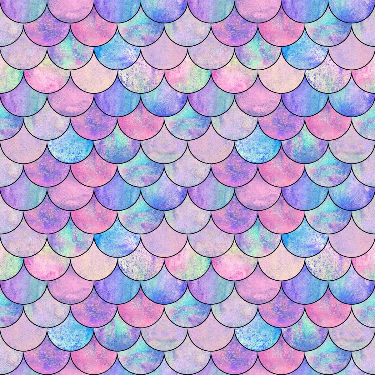 Naklejka na szafę pastelowy wzór łusek syreny – Wallissimo® Naklejka na szafę pastelowy wzór łusek syreny – Wallissimo®