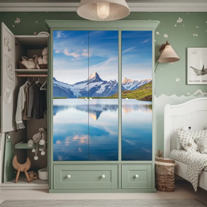 Naklejka na szafę surrealistyczna klasyczna twarz w duotonie – Wallissimo®